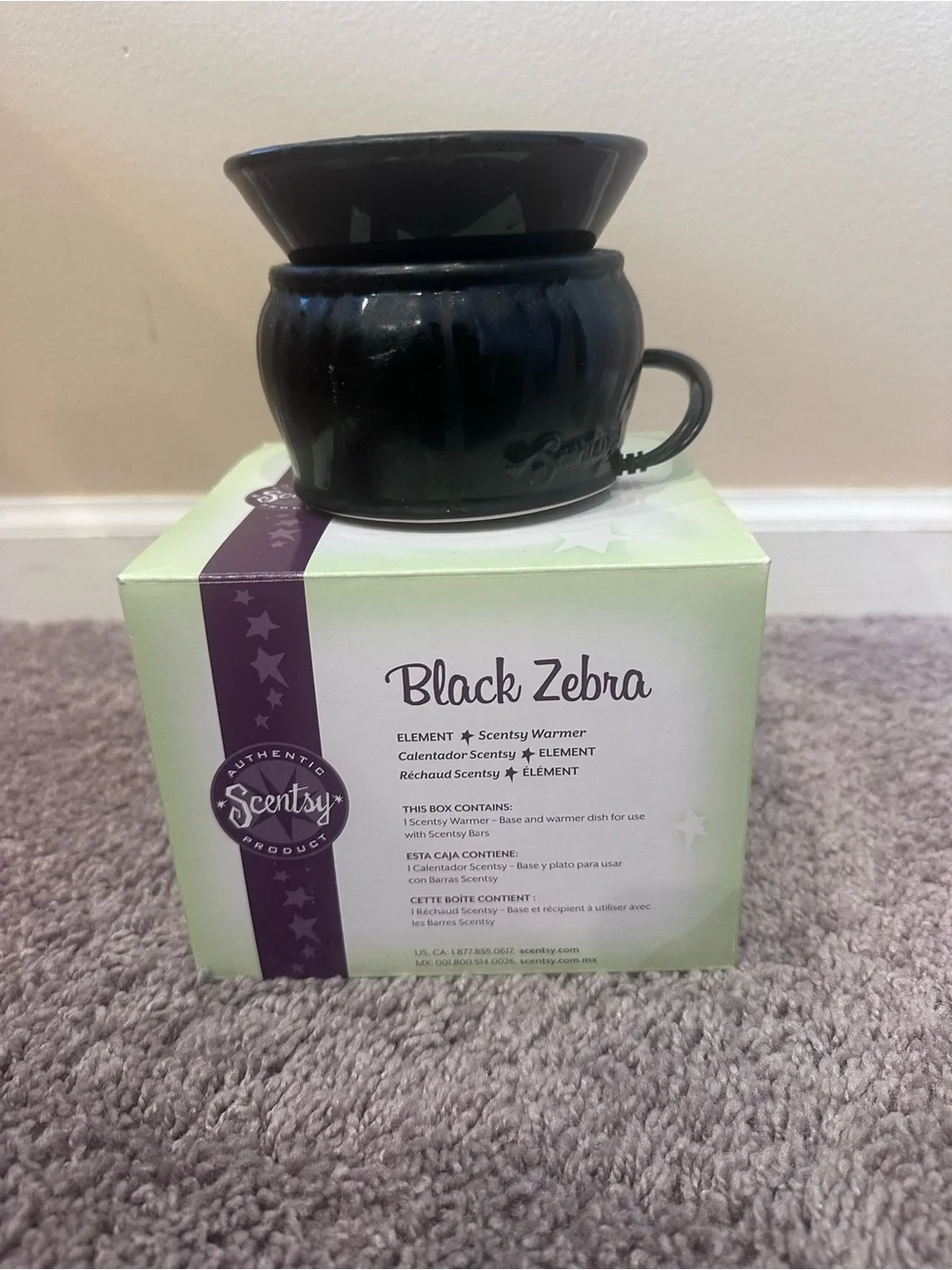 Scentsy Black Zebra Element Wax Warmer Black Ceramic Electric Wax Melt Warmer